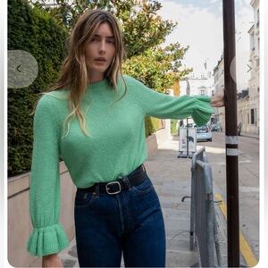 Nation LTD ANTOINETTE SWEATER Green merino wool baby alpaca Anthropologie XS